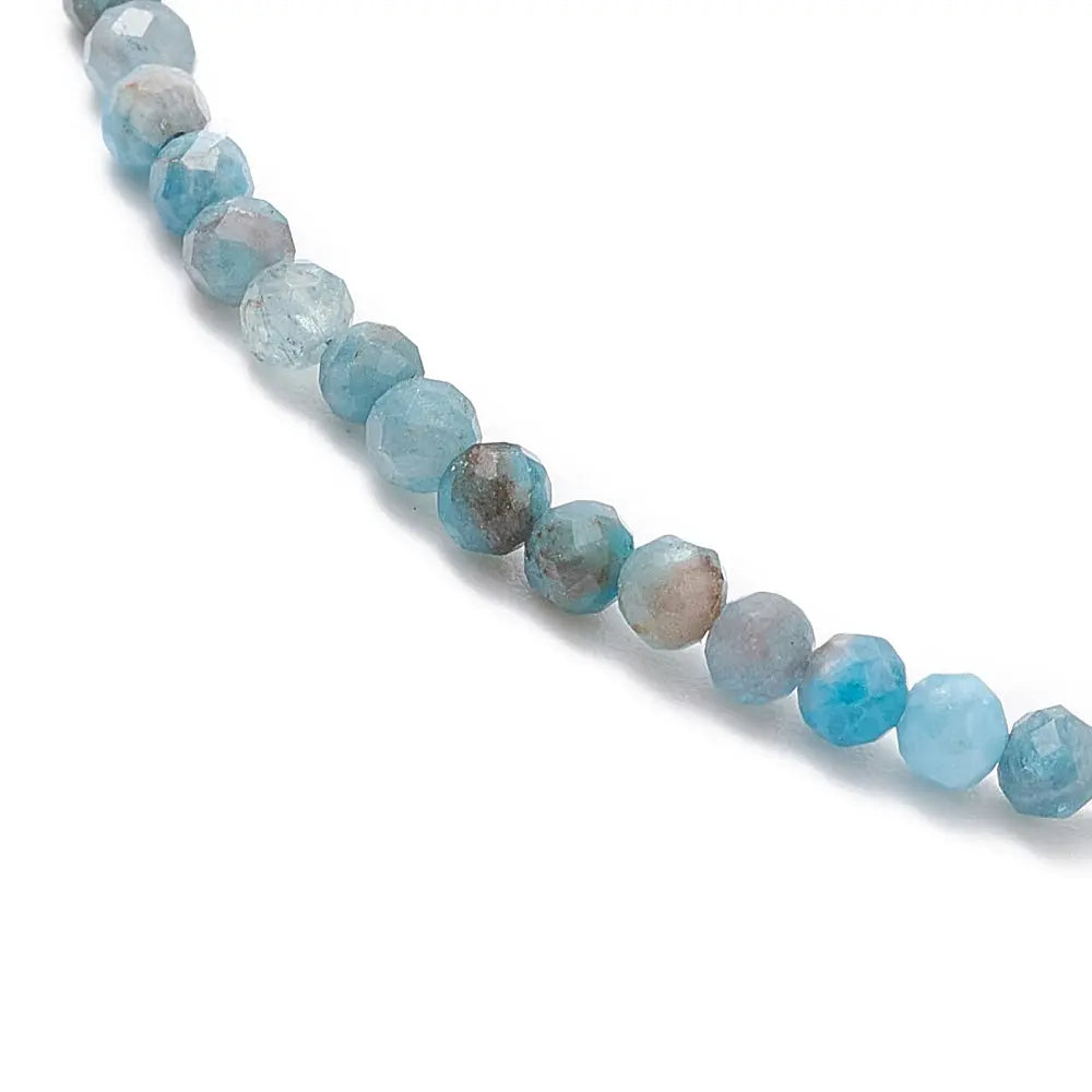 Bracelet -Blue Apatite -Faceted -2mm -Chips -Aromes Evasions 