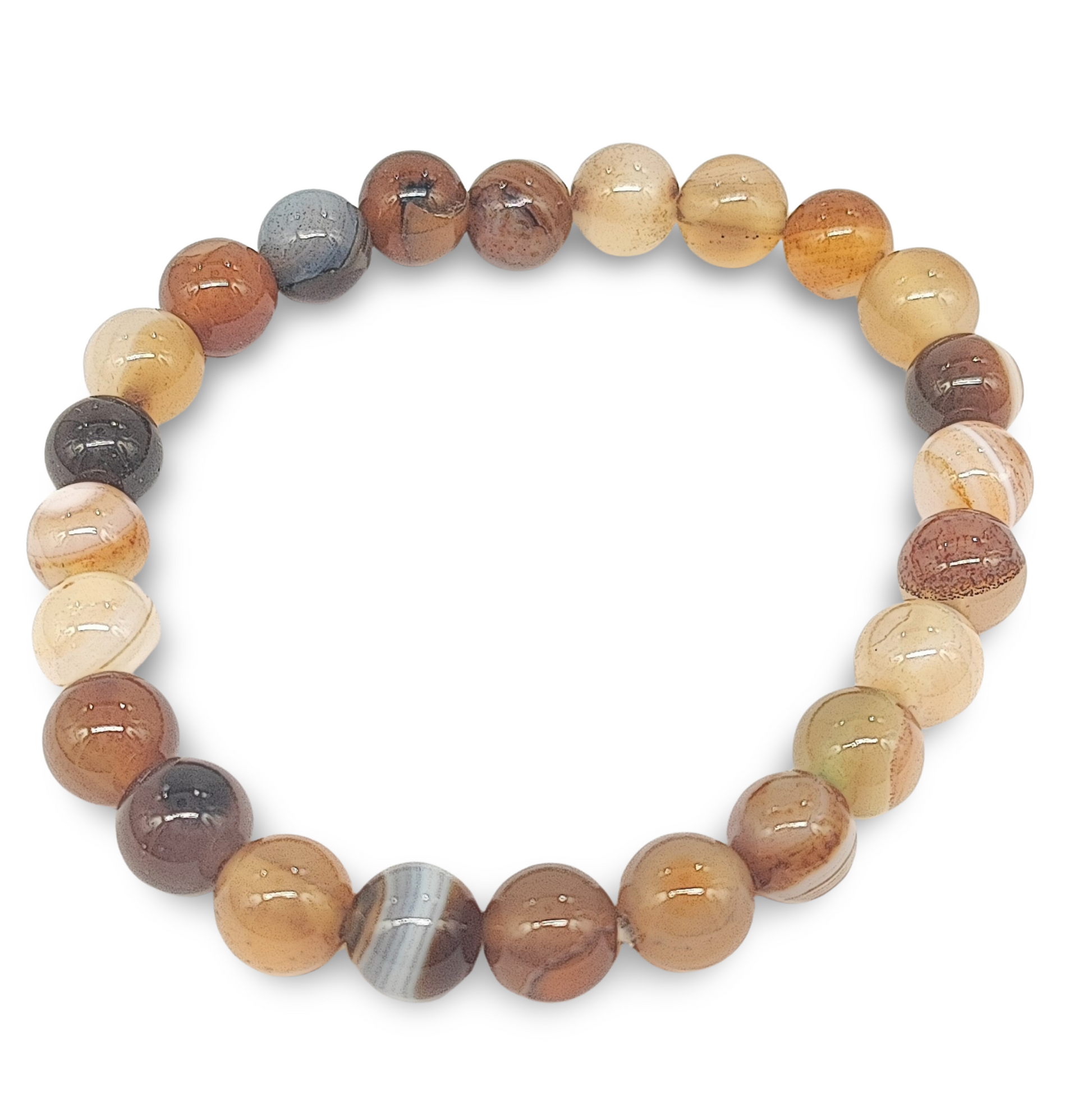 Bracelet -Coconut Brown Striped Agate -8mm - Arômes et Évasions