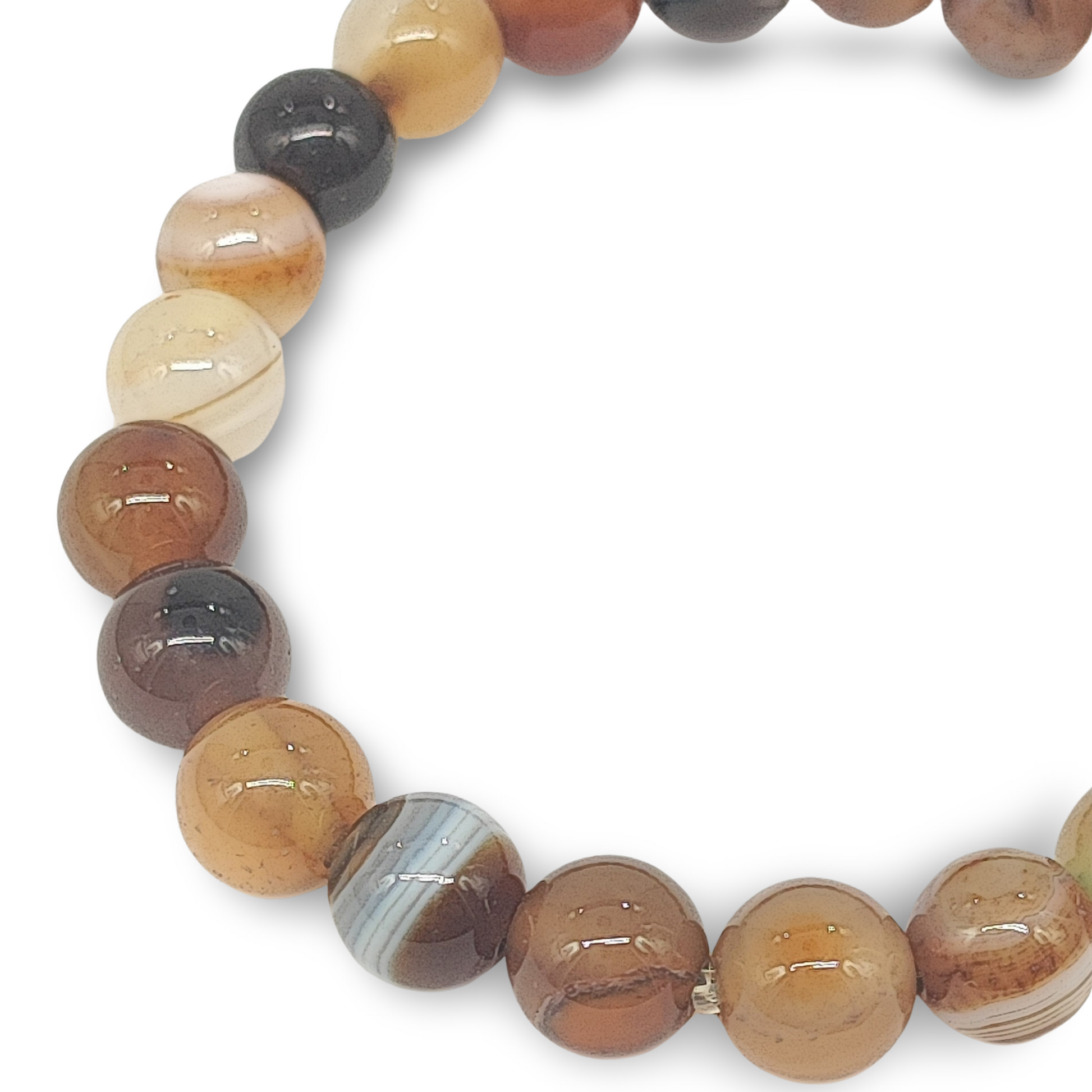 Bracelet -Coconut Brown Striped Agate -8mm - Arômes et Évasions