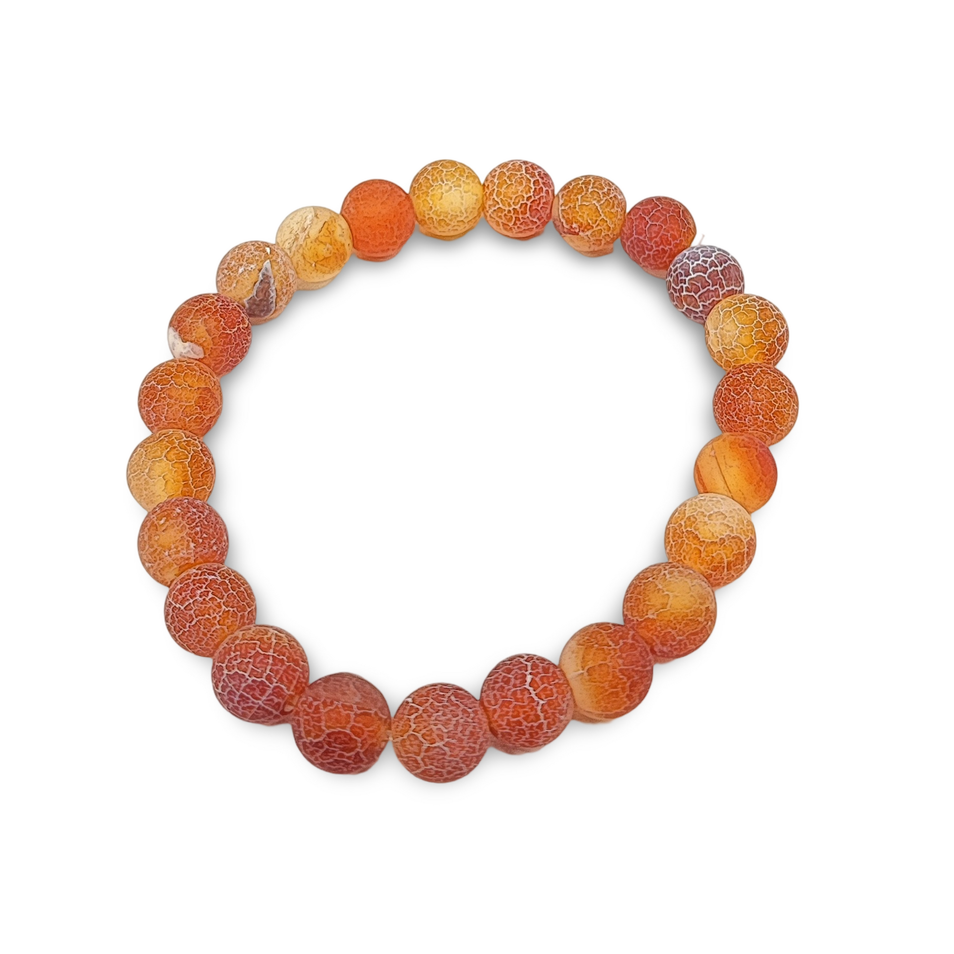 Bracelet -Orange Agate -Frosted -8mm - Arômes et Évasions