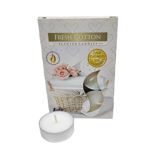 Candle -Scented Tealights -Set of 6 -Fresh Cotton -Scented Tealights -Aromes Evasions 