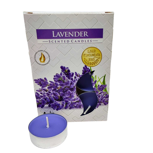 Candle -Scented Tealights -Set of 6 -Lavender -Scented Tealights -Aromes Evasions 
