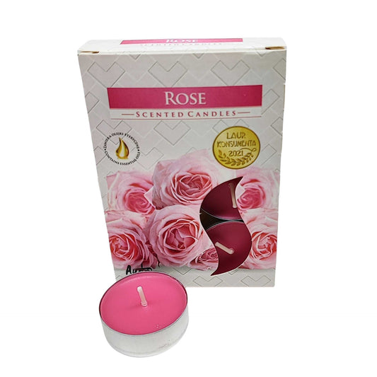 Candle -Scented Tealights -Set of 6 -Rose -Scented Tealights -Aromes Evasions 