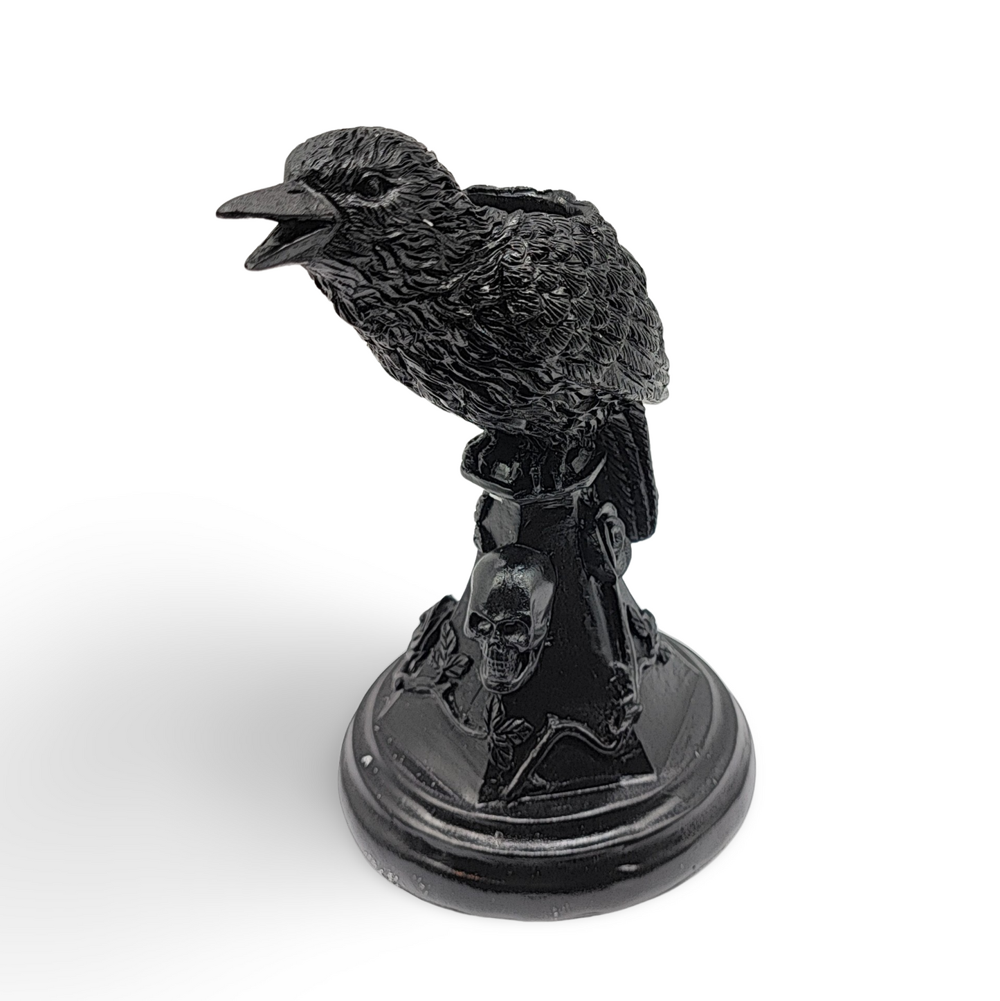Candle Holder -Resin -Crow & Skull - Arômes et Évasions