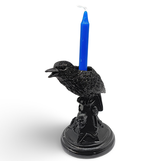 Candle Holder -Resin -Crow & Skull - Arômes et Évasions