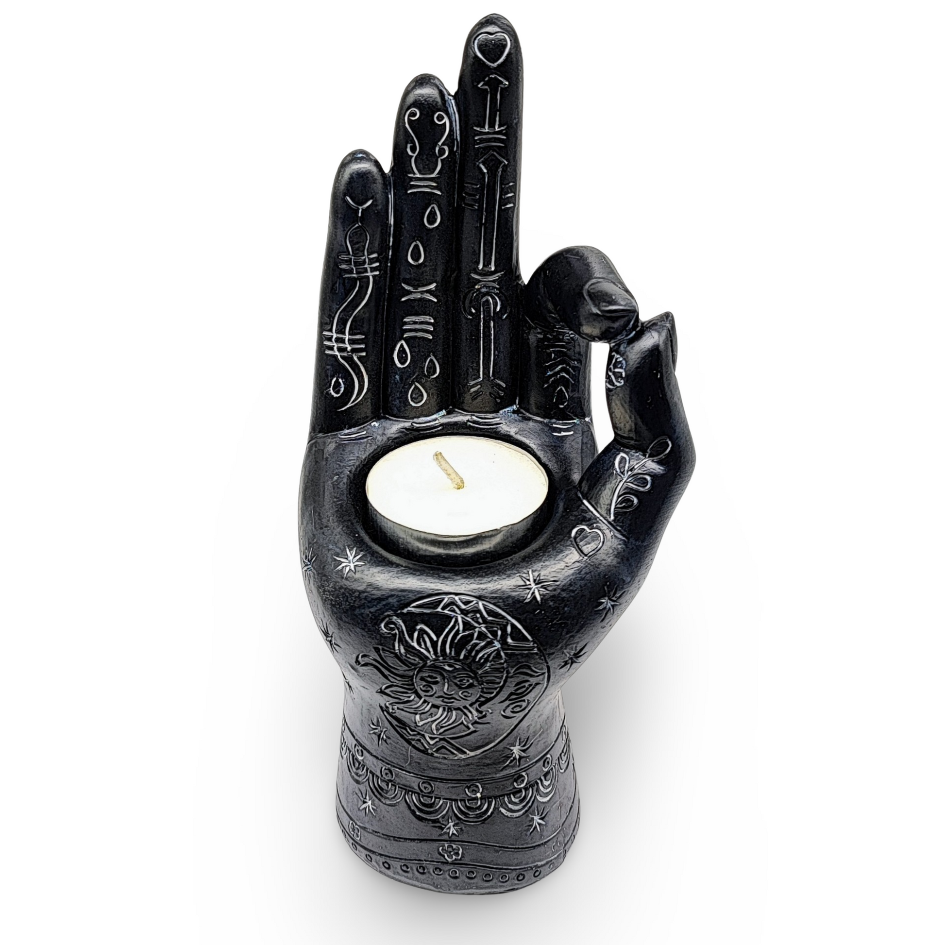 Candle Holder -Resin -Hand & Moon - Arômes et Évasions