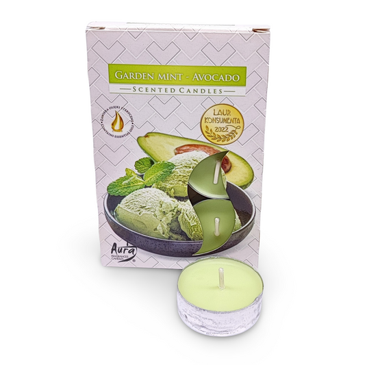 Candle -Scented Tealights -Set of 6 -Garden Mint & Avocado - Arômes et Évasions