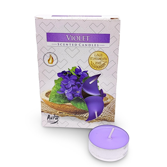 Candle -Scented Tealights -Set of 6 -Violet - Arômes et Évasions