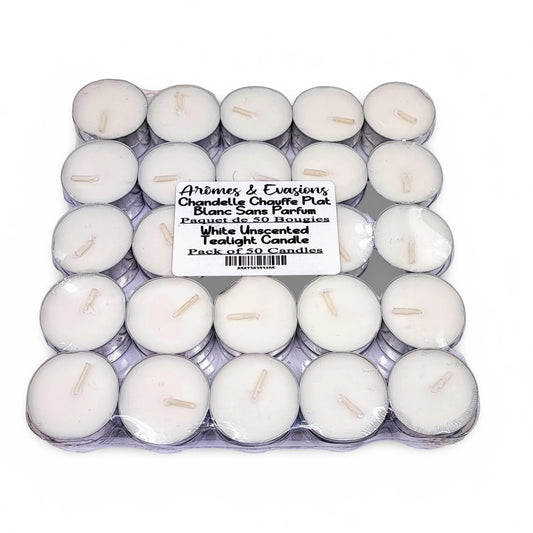Candle -Tealights -White -Pack of 50 -T-Lights -Arômes & Évasions