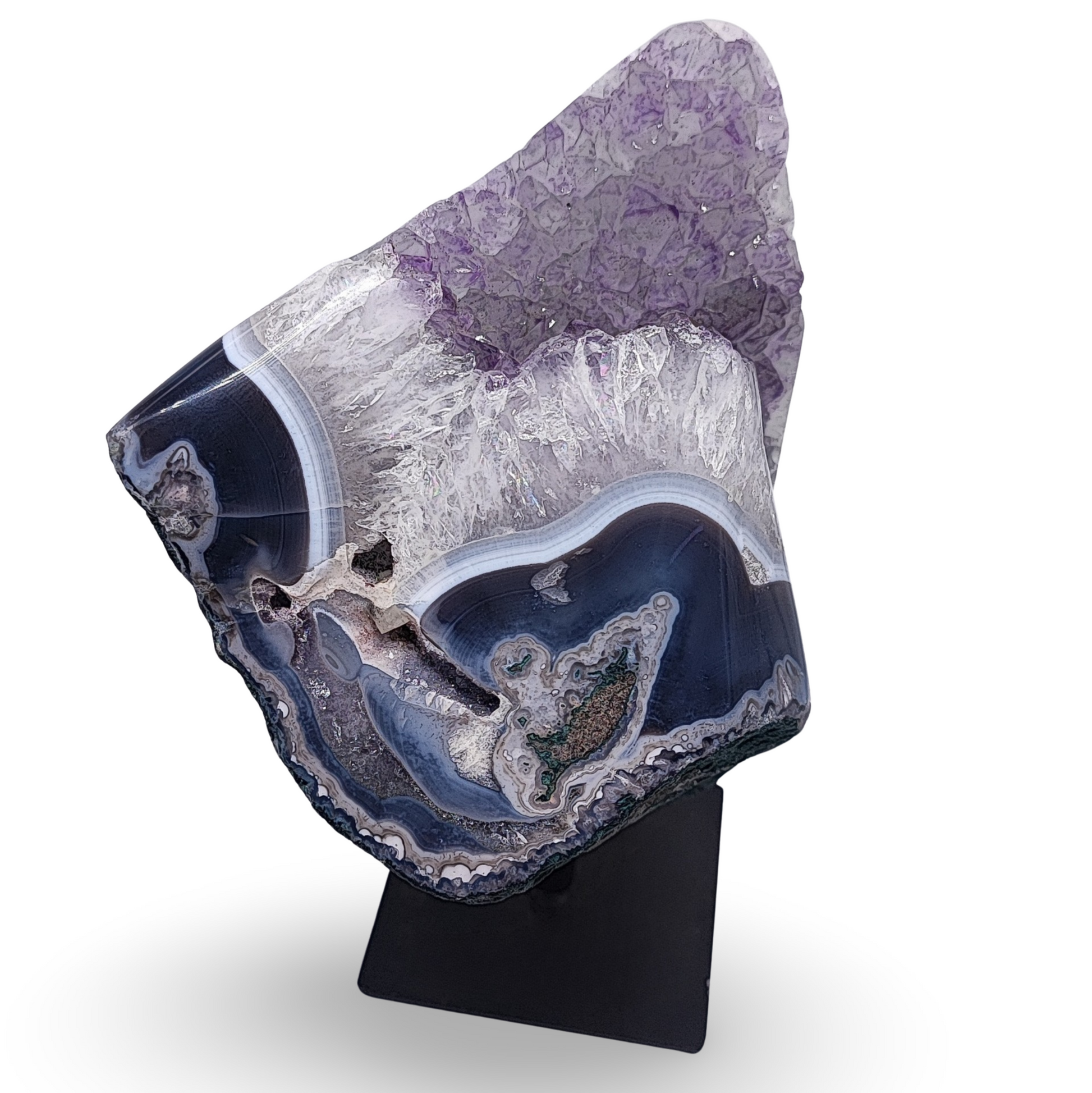 Cluster -Druzy With Metal Stand -Amethyst -1850g - Arômes et Évasions