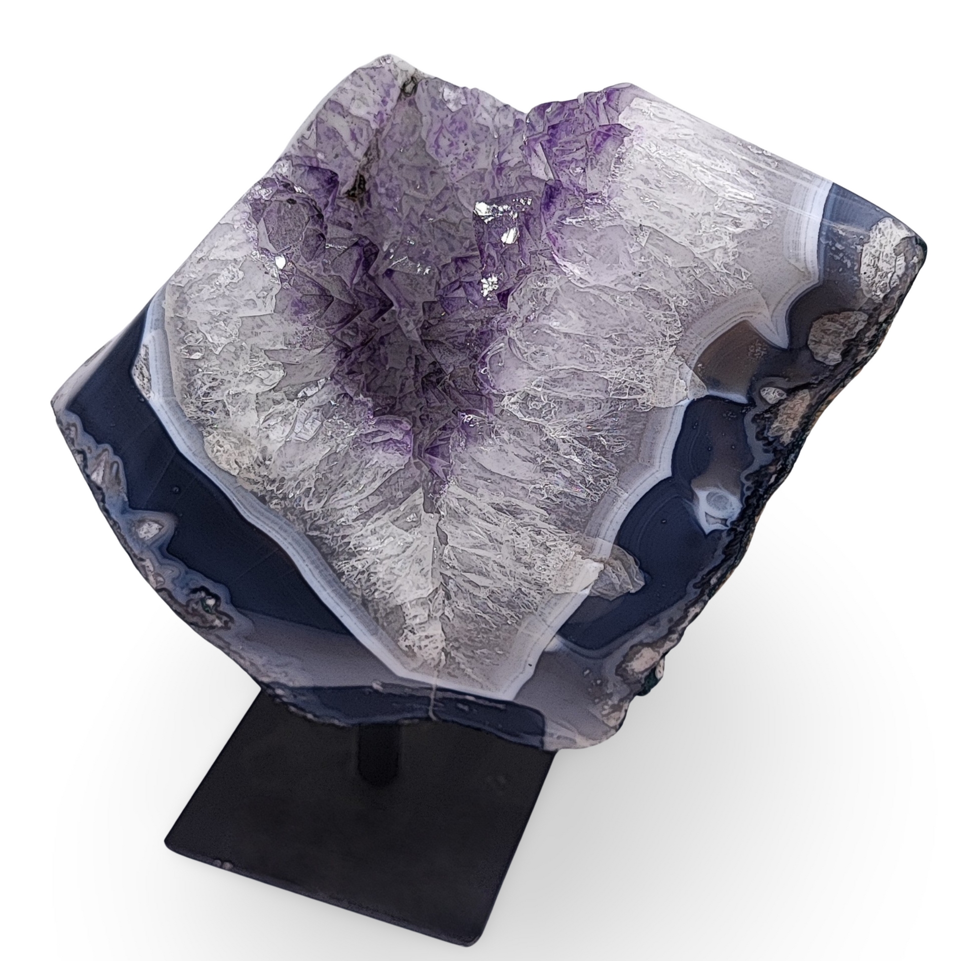 Cluster -Druzy With Metal Stand -Amethyst -1850g - Arômes et Évasions