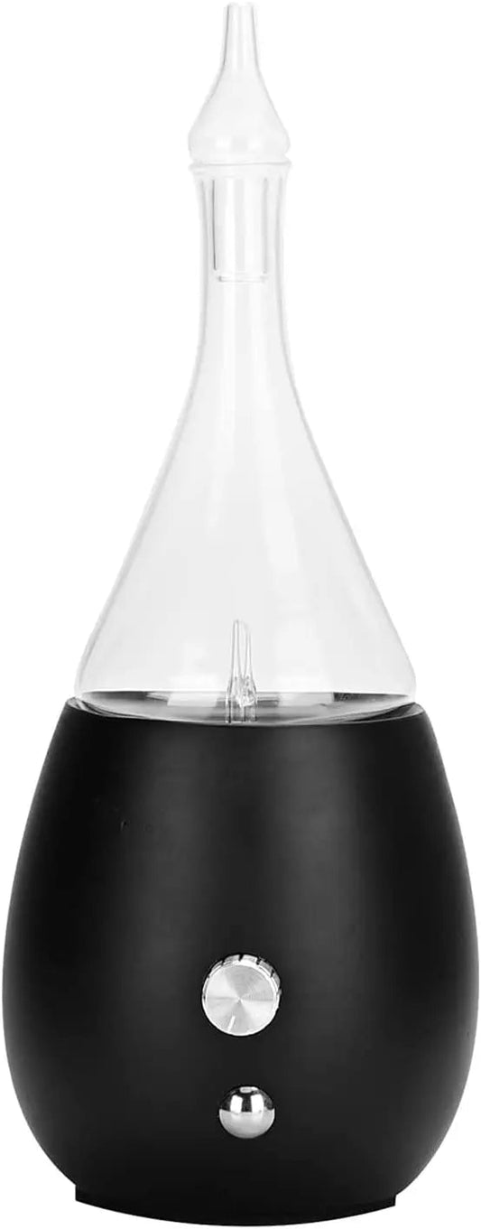 Diffuser -Nebulizer -Glass -Black Wood Base -Oval Nebulizer Diffuser (No Water Needed) Aromes Evasions 