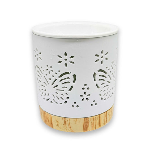 Diffuser -Oil & Wax Cube Burner -Ceramic -White Butterfly -Cube Wax & Oil Burner -Aromes Evasions 