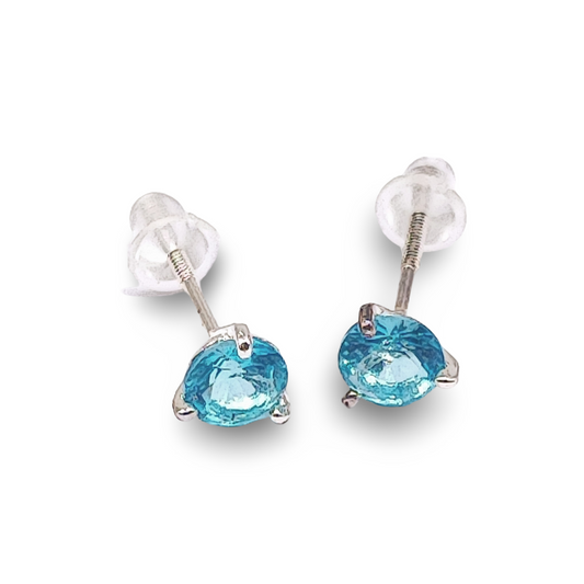 Boucles d'oreilles -925 Sterling -Zircon bleu naturel