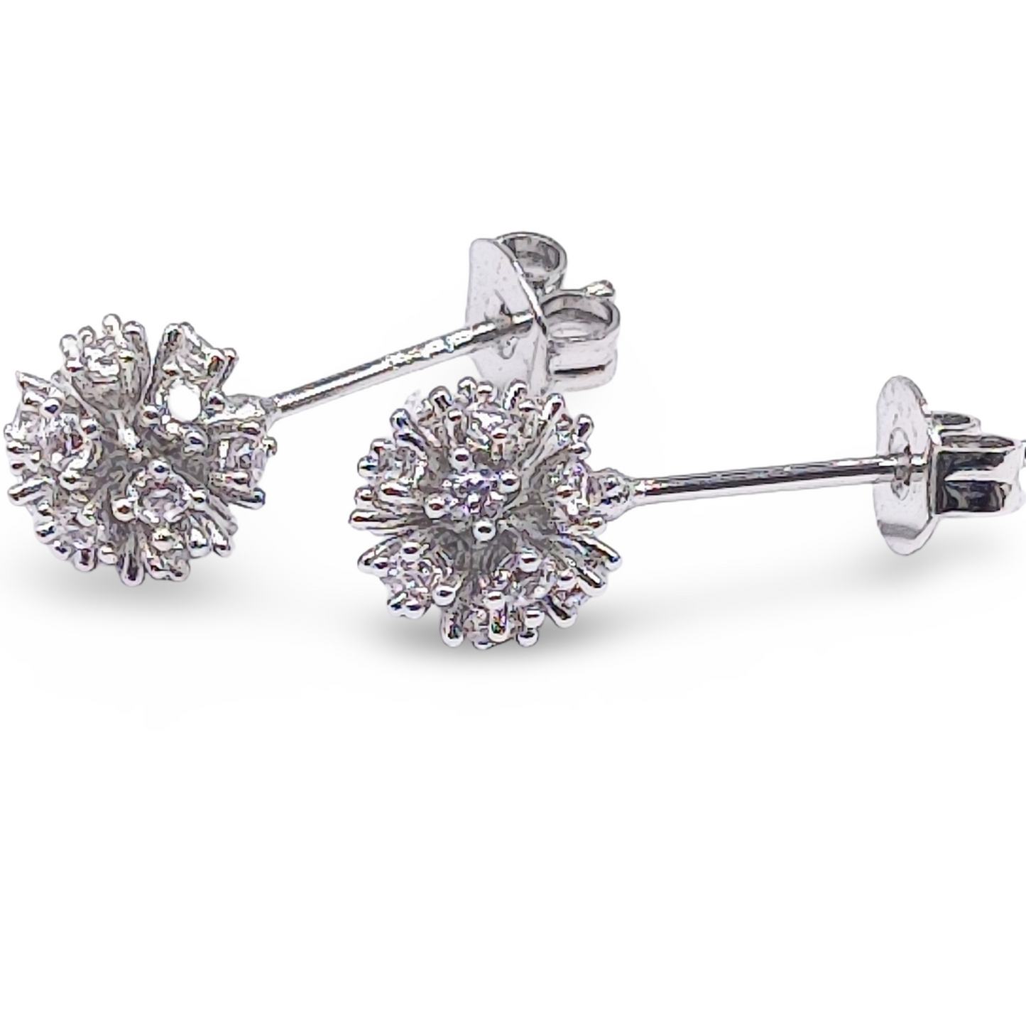 Boucles d'oreilles -925 Sterling -Zircon naturel -Fleur