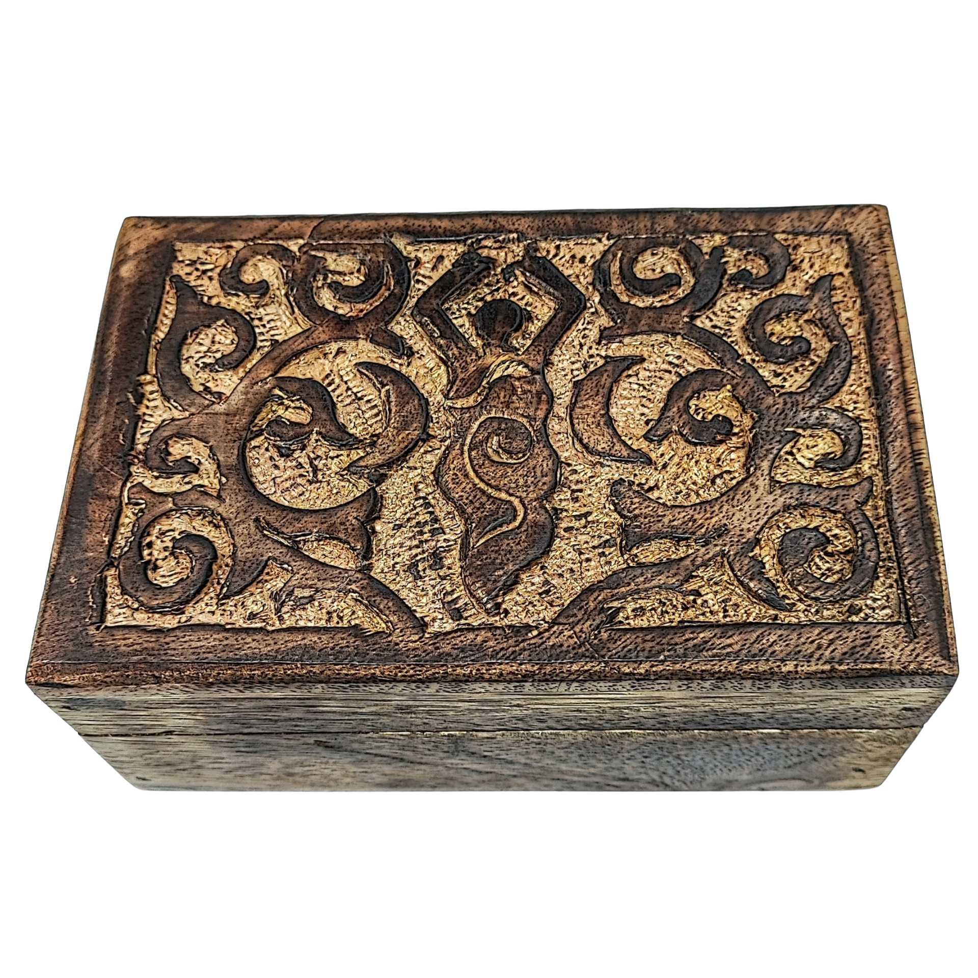 Home Decor -Wood Box -3 D Carved -Earth Goddess -Storage Box -Aromes Evasions 