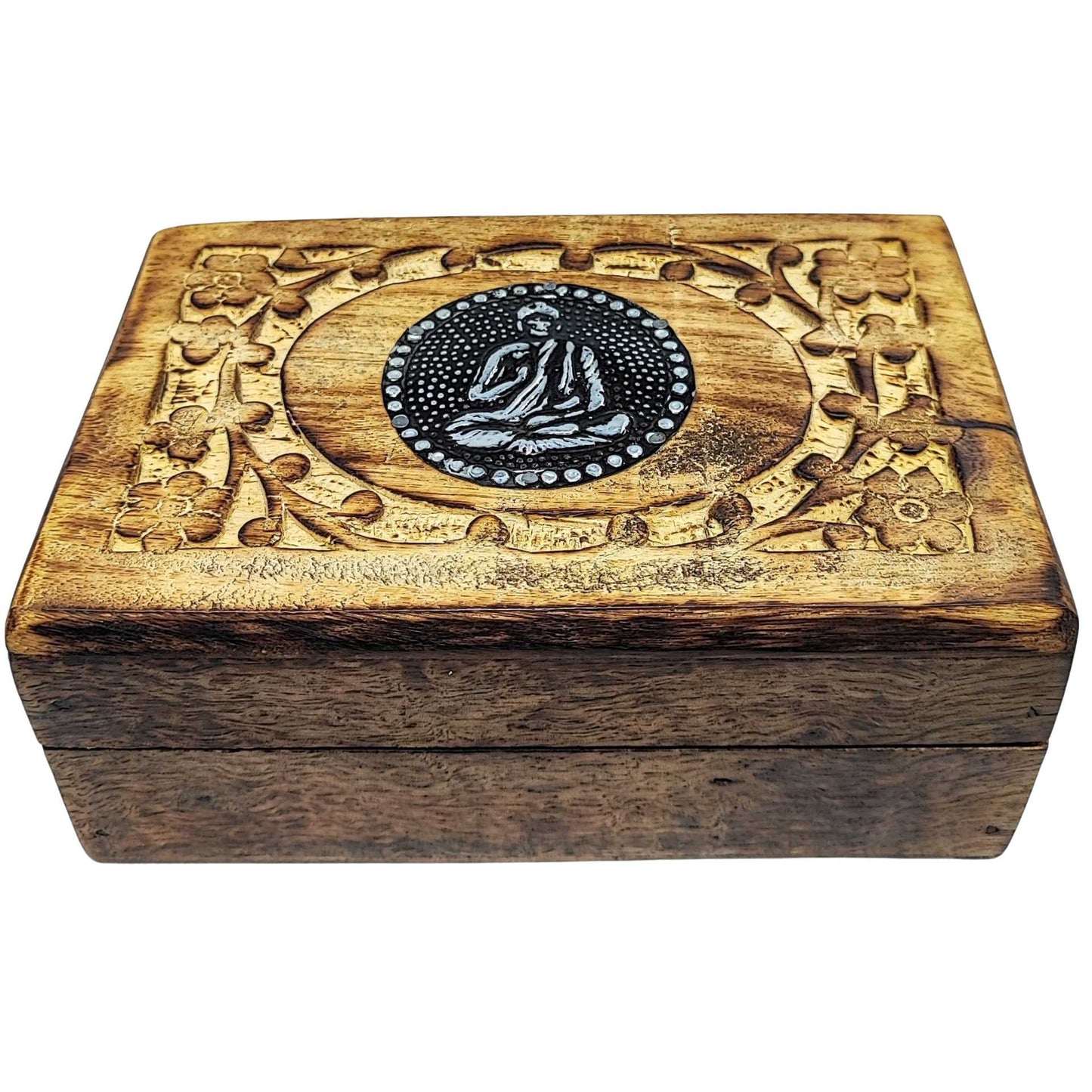 Home Decor -Wood Box -Carved -Buddha -Storage Box -Aromes Evasions 