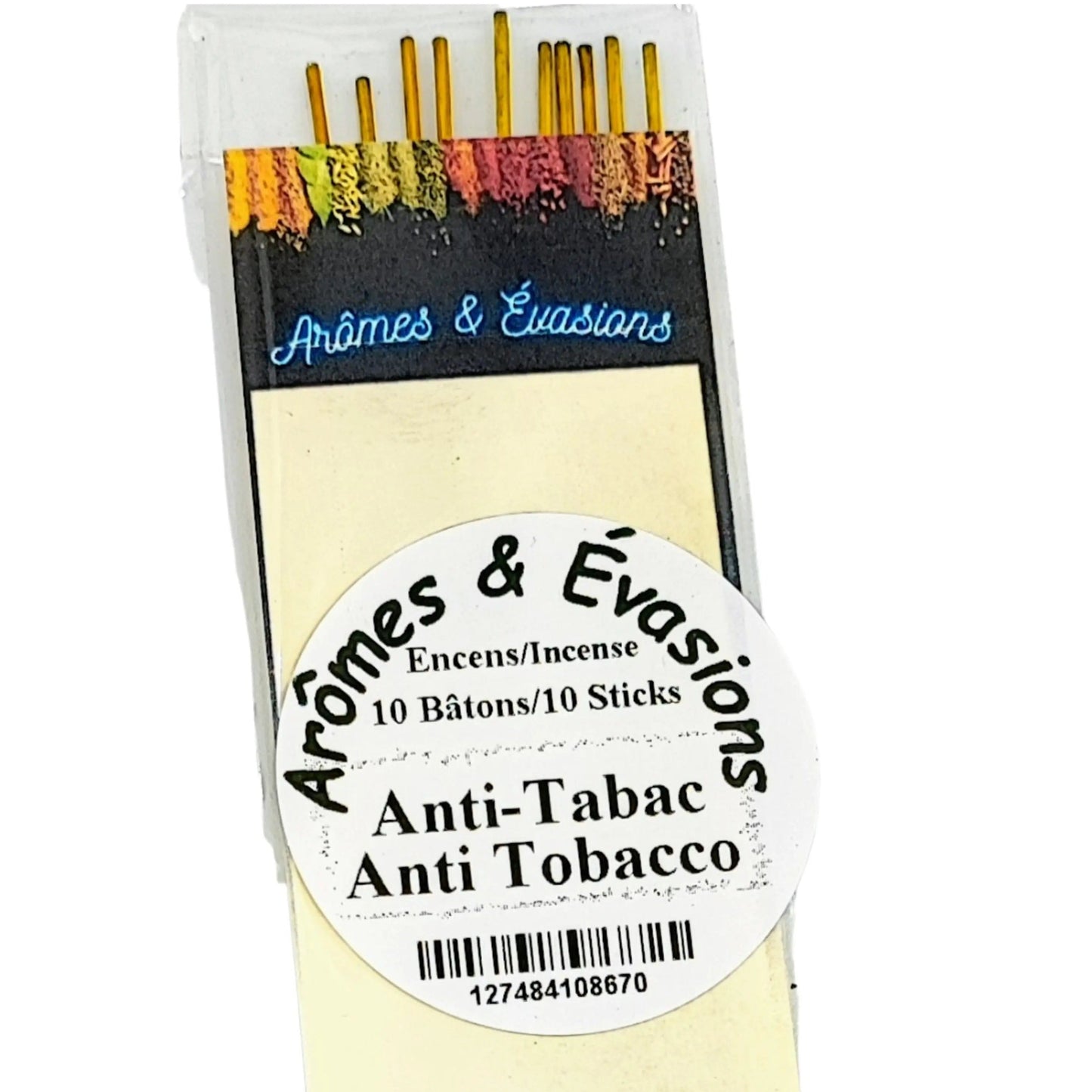 Incense Box -Anti Tobacco -10 Sticks -Herbal Scent -Aromes Evasions 