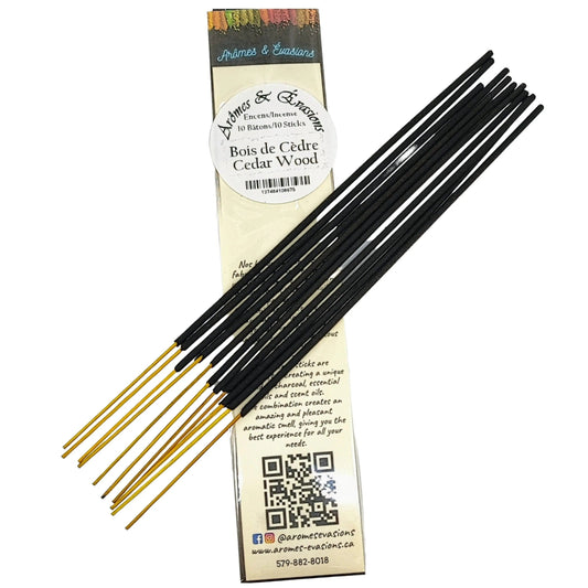 Incense Box -Cedarwood -10 Sticks -Woody Scent -Aromes Evasions 