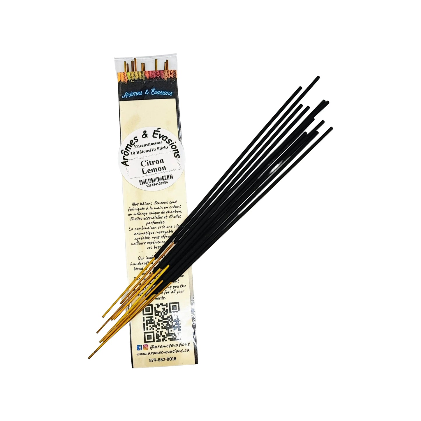 Incense Box -Lemon -10 Sticks -Fruity Scent -Aromes Evasions 