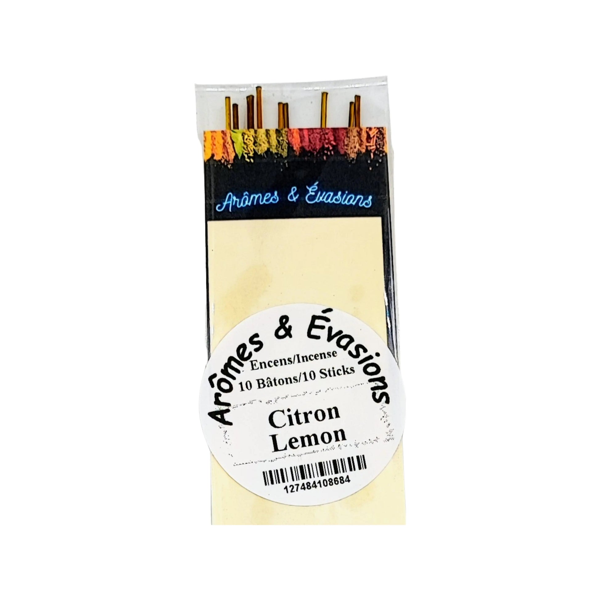 Incense Box -Lemon -10 Sticks -Fruity Scent -Aromes Evasions 