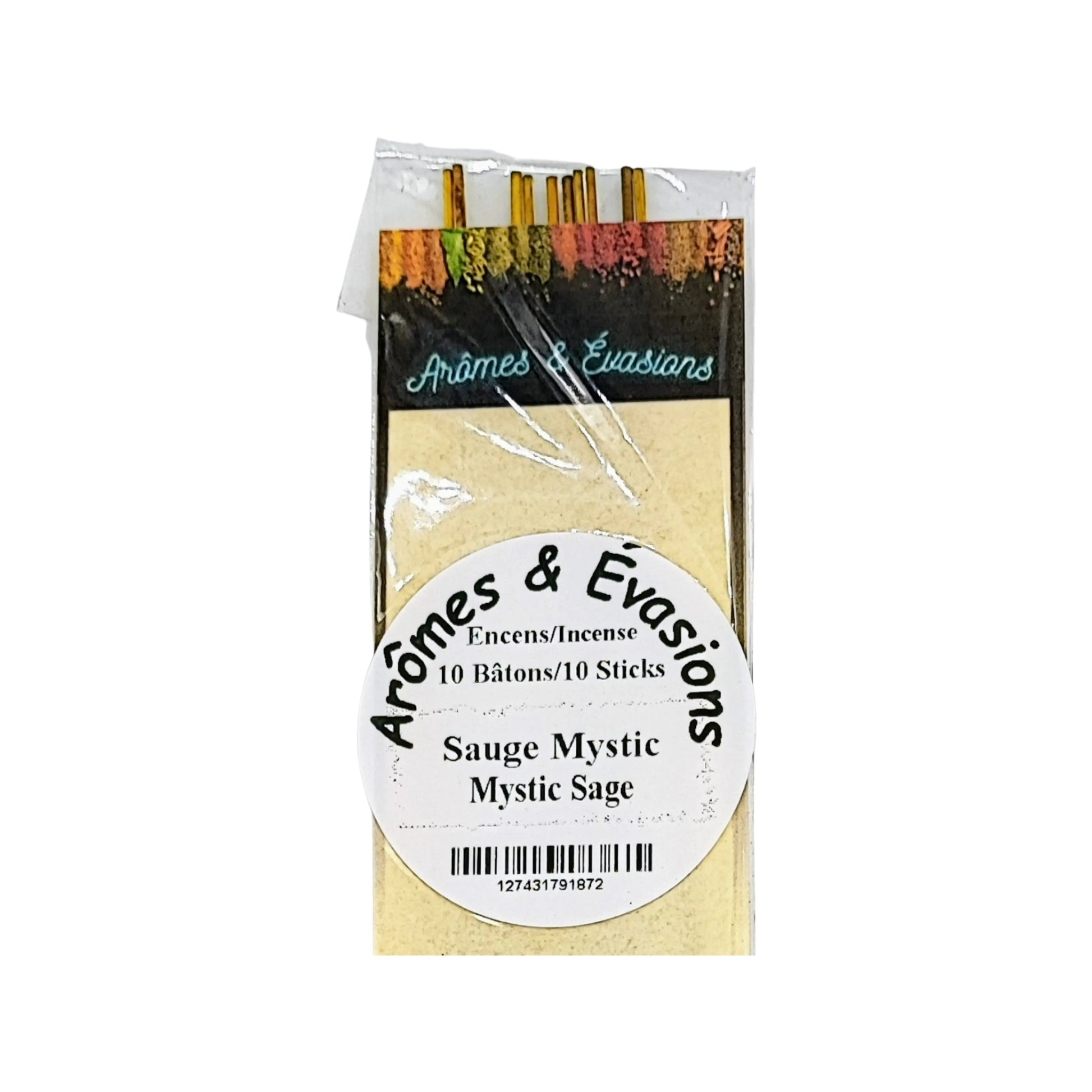 Incense Box -Mystic Sage -10 Sticks -Herbal Scent -Aromes Evasions 