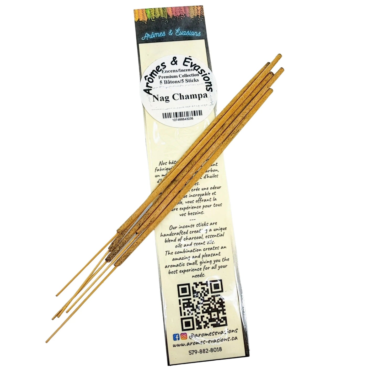 Incense Box -Premium Collection -Nag Champa -5 Masala Sticks -Premium Collection -Aromes Evasions 