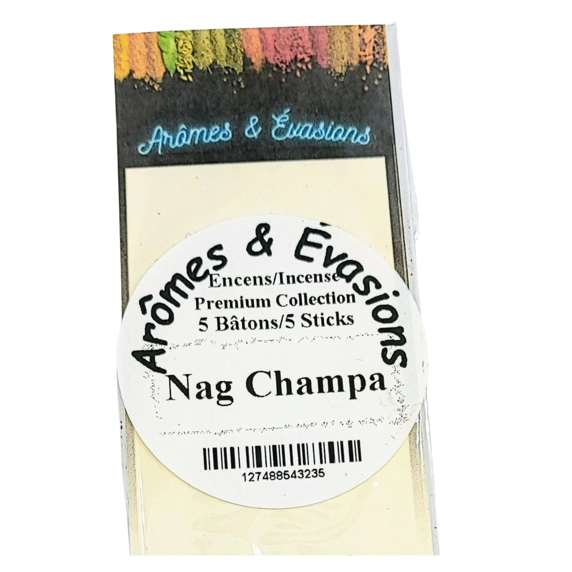 Incense Box -Premium Collection -Nag Champa -5 Masala Sticks -Premium Collection -Aromes Evasions 