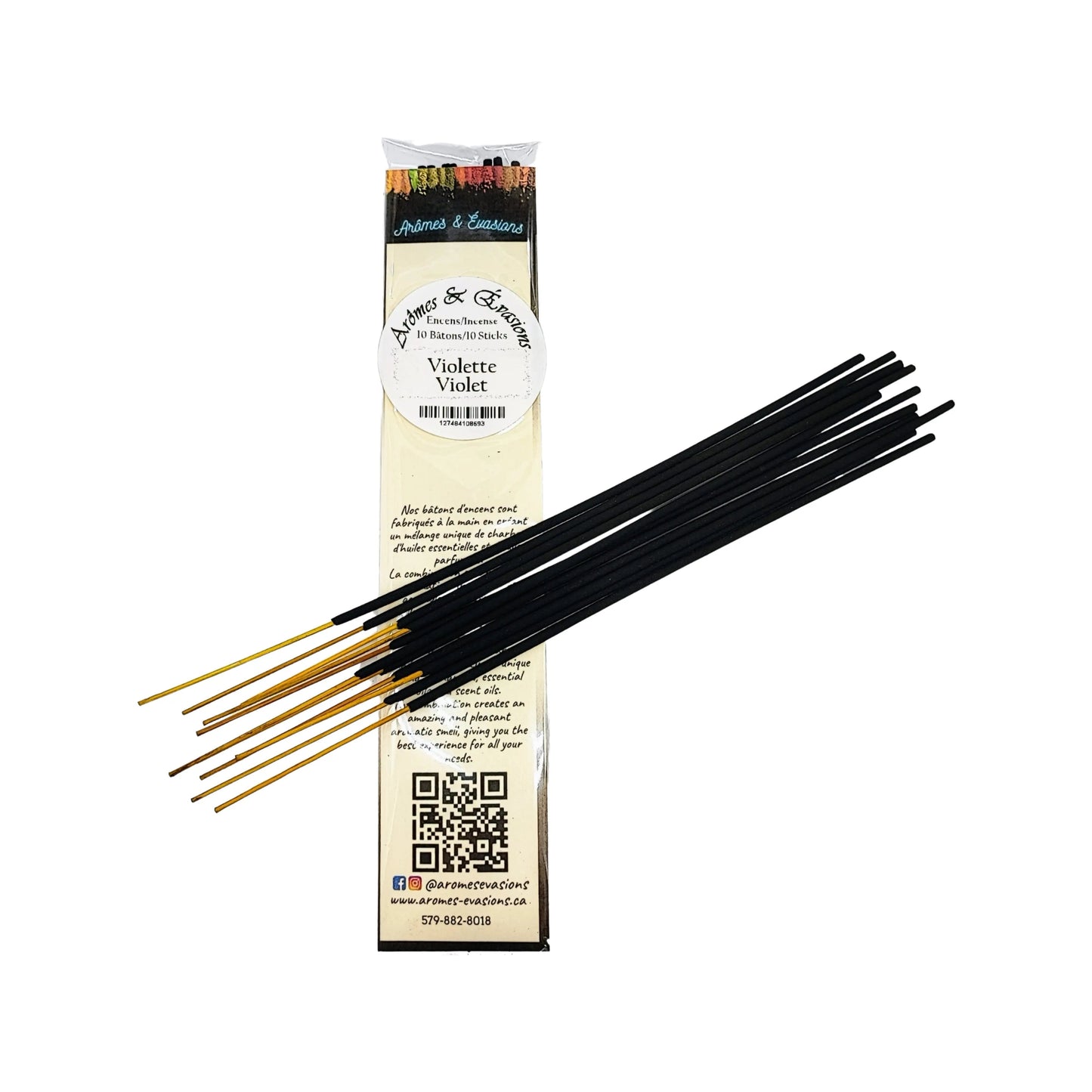 Incense Box -Violet -10 Sticks -Floral Scent -Aromes Evasions 