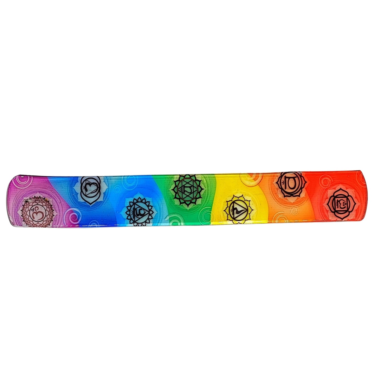 Incense Burner -Stick Holder -Glass Printed -7 Chakras -10 -Sticks -Aromes Evasions 