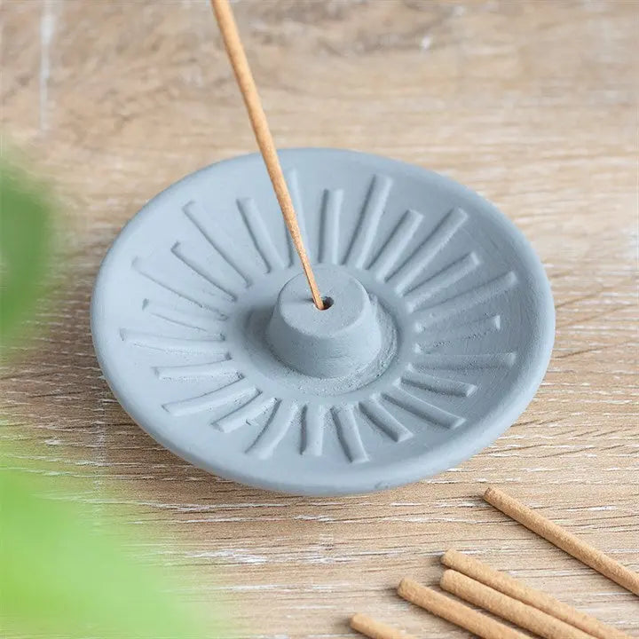 Incense Burner -Stick Holder -Terracotta -Grey Energy -Sticks -Aromes Evasions 