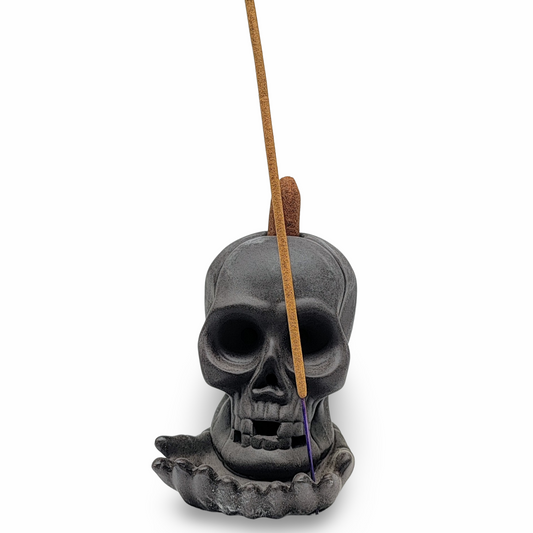 Incense Burner -Ceramic -Backflow & Sticks Holders -Skull - Arômes et Évasions