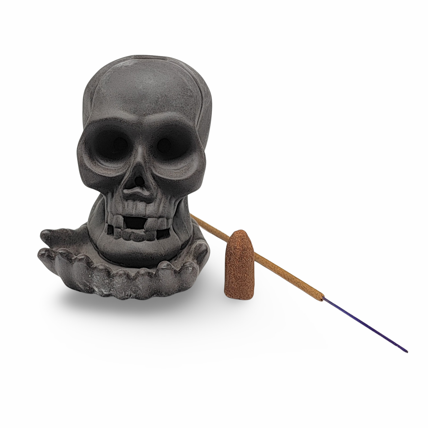 Incense Burner -Ceramic -Backflow & Sticks Holders -Skull - Arômes et Évasions