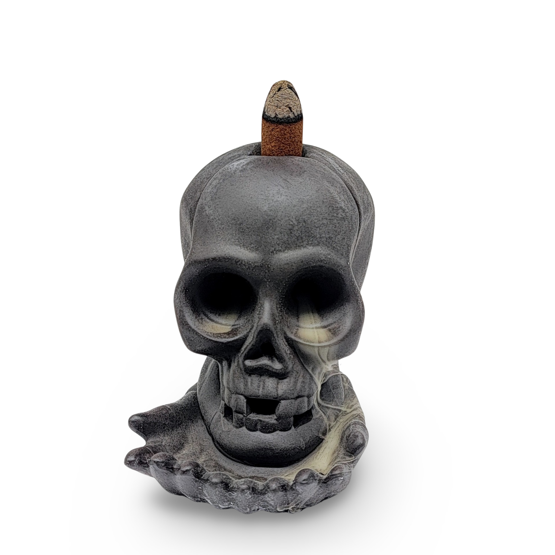 Incense Burner -Ceramic -Backflow & Sticks Holders -Skull - Arômes et Évasions