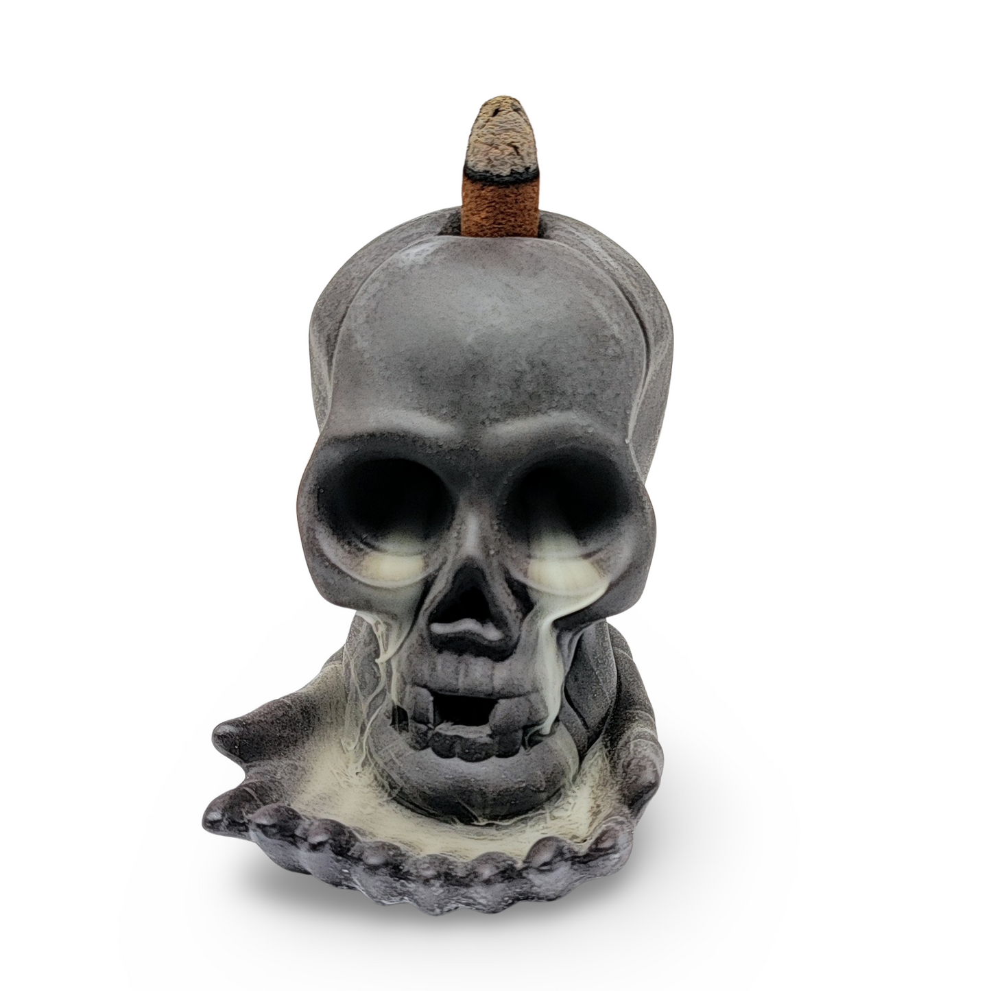 Incense Burner -Ceramic -Backflow & Sticks Holders -Skull - Arômes et Évasions