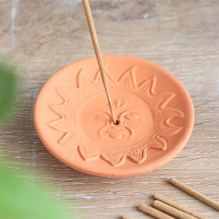 Incense Burner -Stick Holder -Terracotta -Sun -Sticks -Arômes & Évasions