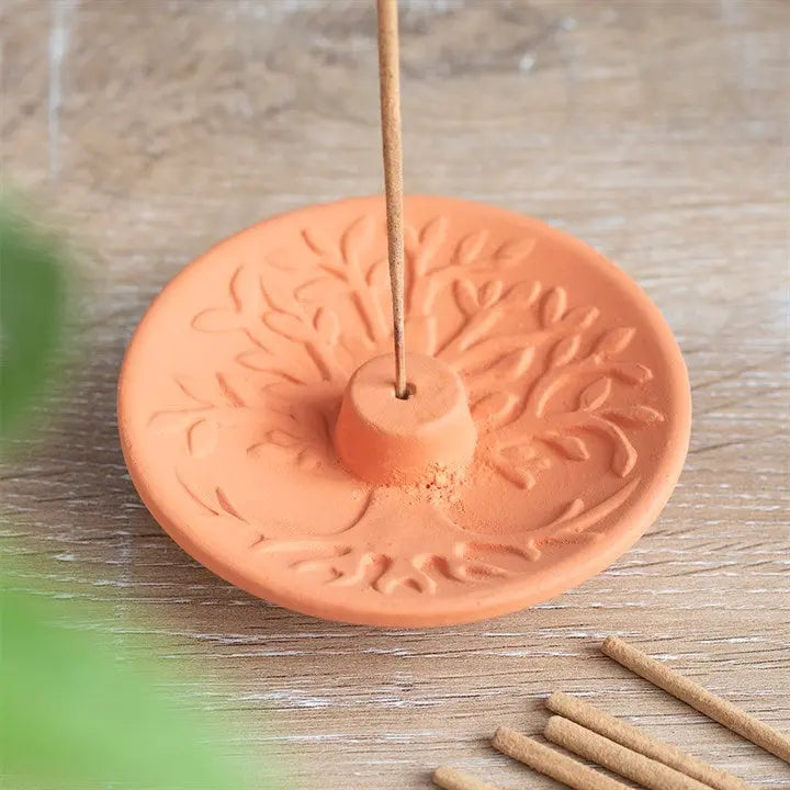 Incense Burner -Stick Holder -Terracotta -Tree of Life -Sticks -Arômes & Évasions