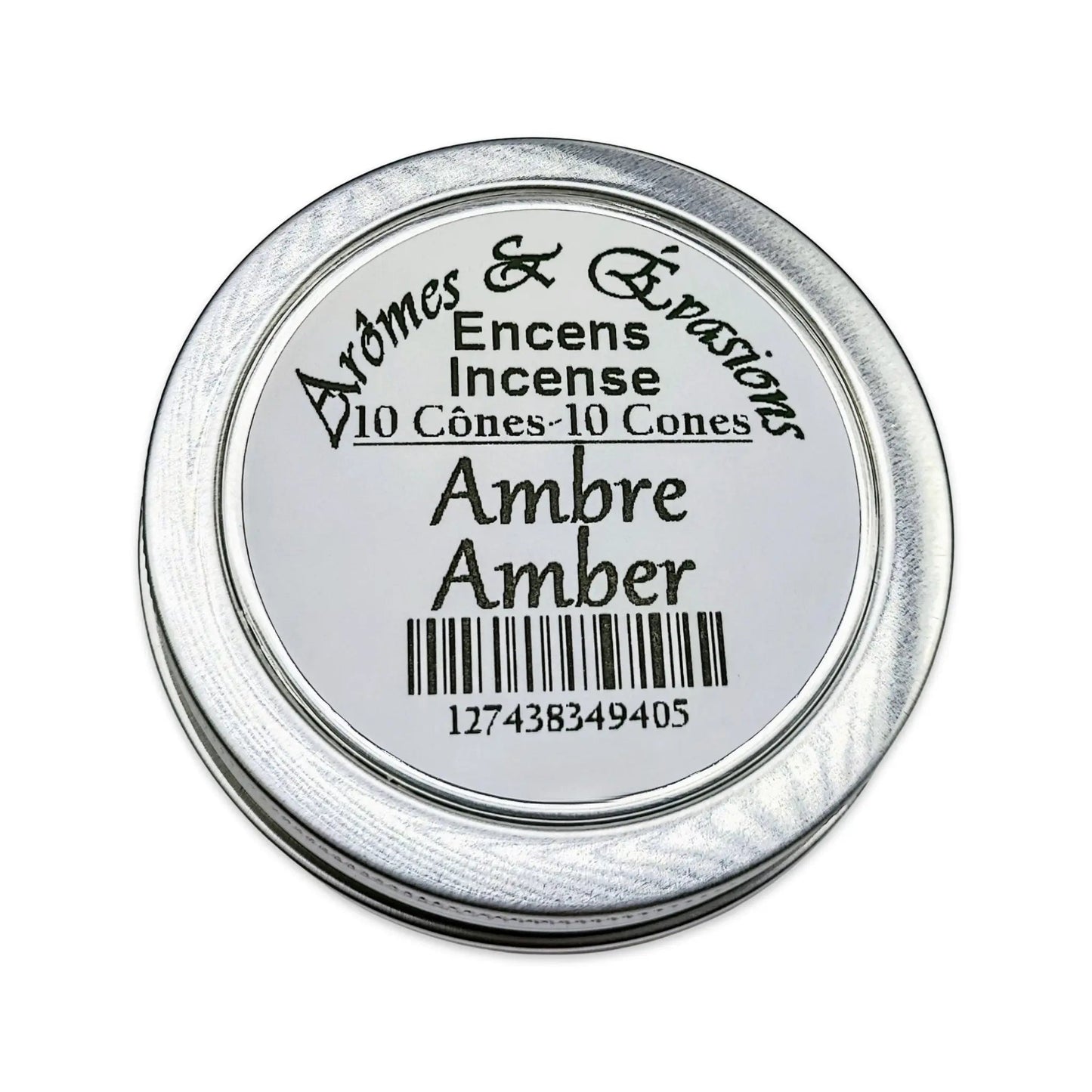 Incense Cones -Amber -10 Cones -Encens -Aromes Evasions 