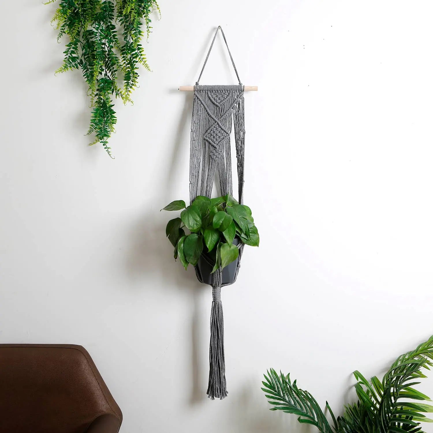 Macrame Cotton Rope Plants Hanging Pots Holder Stand - -Aromes Evasions 