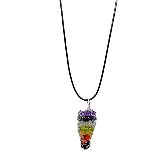 Necklace -7 Chakras -Crystal Chips -Wire Wrapped - -Aromes Evasions 