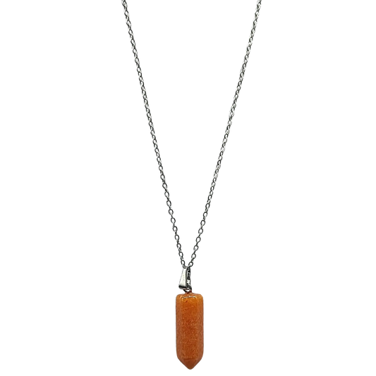 Necklace -Bullet Point -Gemstone Pendant -Red Aventurine -Bullet Point -Aromes Evasions 