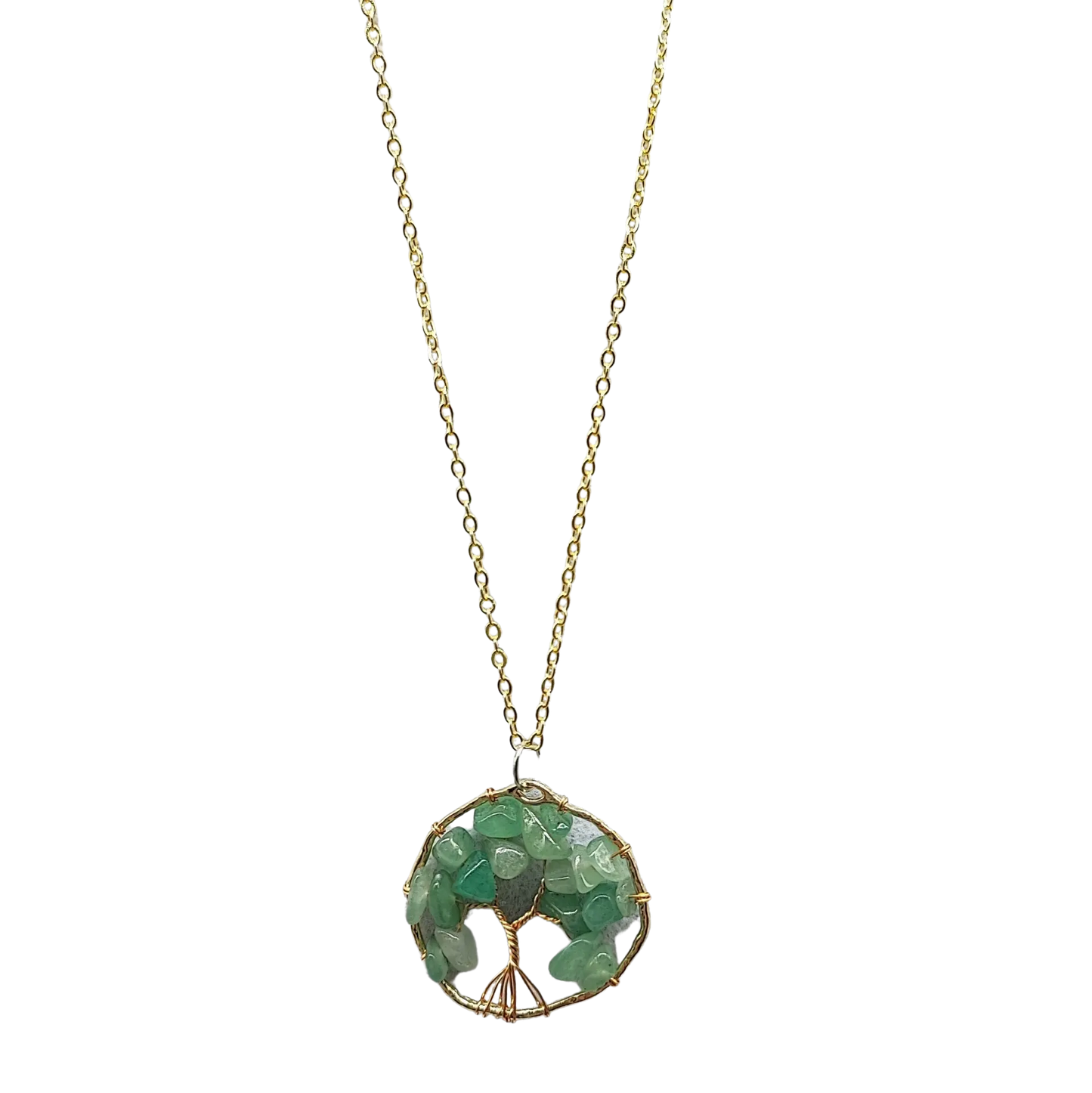 Necklace -Copper Wire Wrap -Tree of Life & Green Aventurine -Tree of Life -Aromes Evasions 