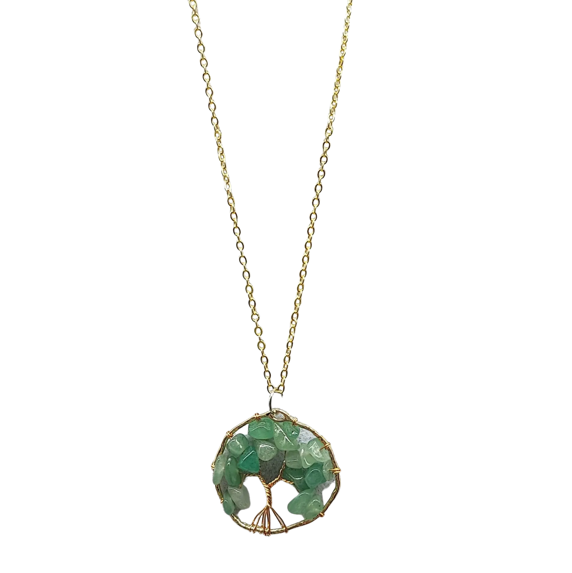 Necklace -Copper Wire Wrap -Tree of Life & Green Aventurine -Tree of Life -Aromes Evasions 