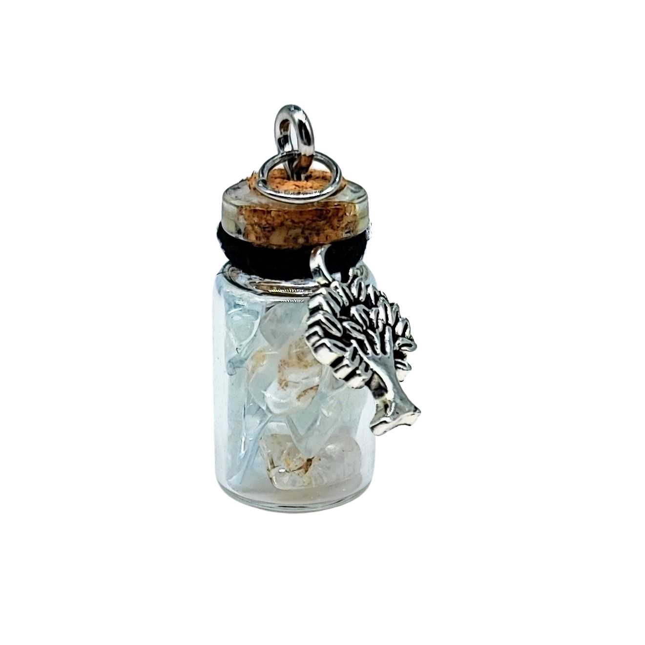 Necklace -Gemstone Chips & Tree of Life -Glass Bottle -Bottle -Aromes Evasions 