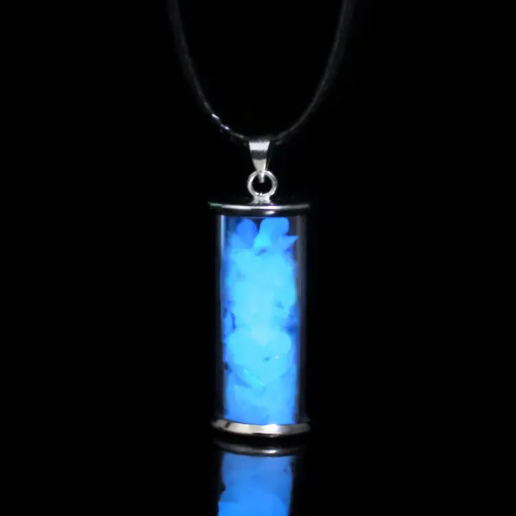 Necklace -Glass Bottle with Luminaries Stone -Glow In The Dark -Glow in the Dark -Aromes Evasions 