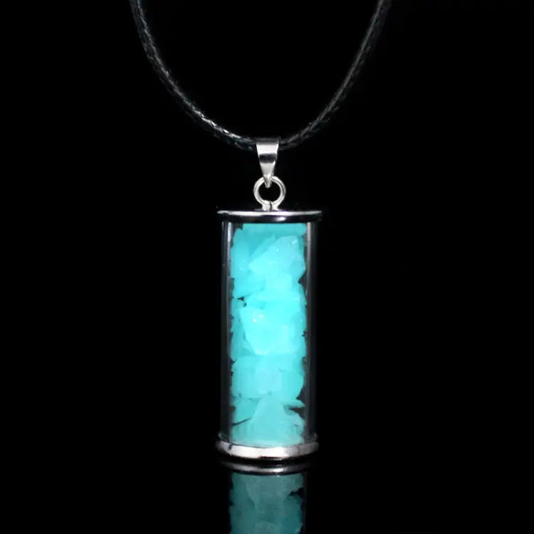 Necklace -Glass Bottle with Luminaries Stone -Glow In The Dark -Glow in the Dark -Aromes Evasions 