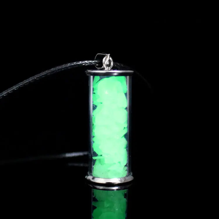 Necklace -Glass Bottle with Luminaries Stone -Glow In The Dark -Glow in the Dark -Aromes Evasions 