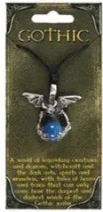 Necklace -Gothic Amulet Charm -Demon & Blue Sphere -Wicca -Aromes Evasions 