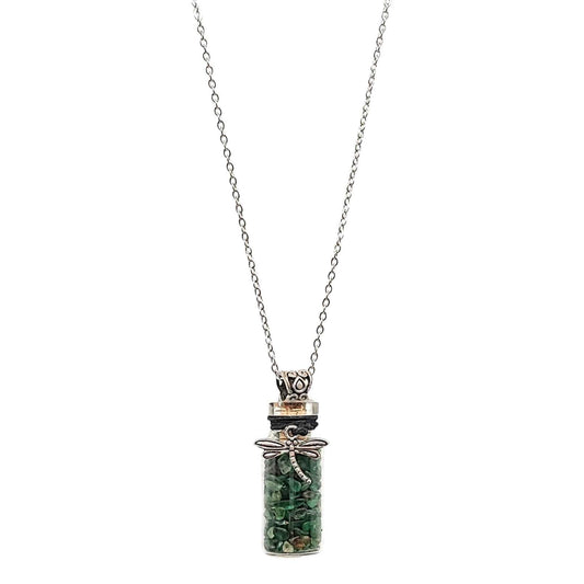 Necklace -Green Aventurine with Dragonfly -Bottle -Bottle -Aromes Evasions 