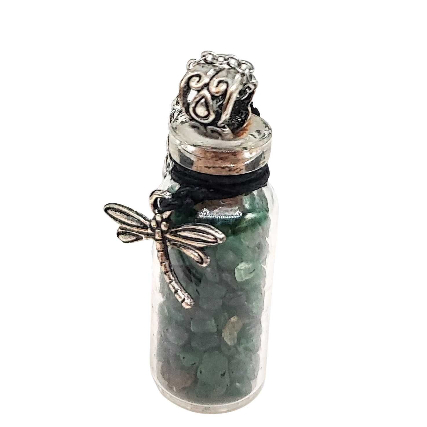 Necklace -Green Aventurine with Dragonfly -Bottle -Bottle -Aromes Evasions 